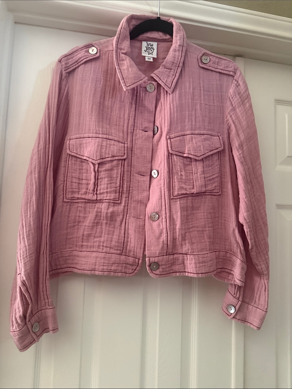 ivy jane Pink Button-Front Cotton Jacket